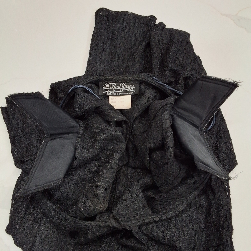 All That Jazz~VTG 80s~Black Lace~Button Maxi Dress~Whimsygoth~Ruffled Collar~7/8 - Picture 8 of 11